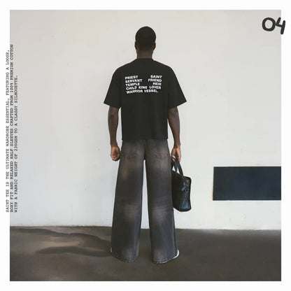 Saint – Black Boxy Tee V.2